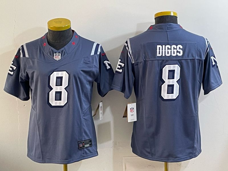 Women 2026 New England Patriots #8 Diggs blue Throwback 5th generation Nike Limited NFL Jersey style 01208->women nfl jersey->Women Jersey